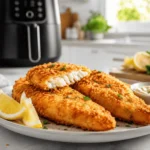 Poisson pané Air Fryer croustillant avec citron