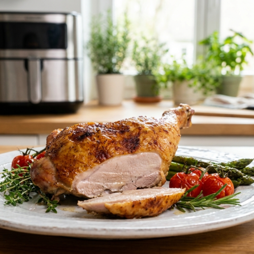 Cuisse de dinde airfryer croustillante avec peau dorée et appétissante