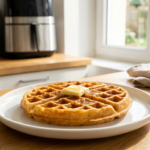 Gaufre air fryer croustillante dorée prête à être dégustée