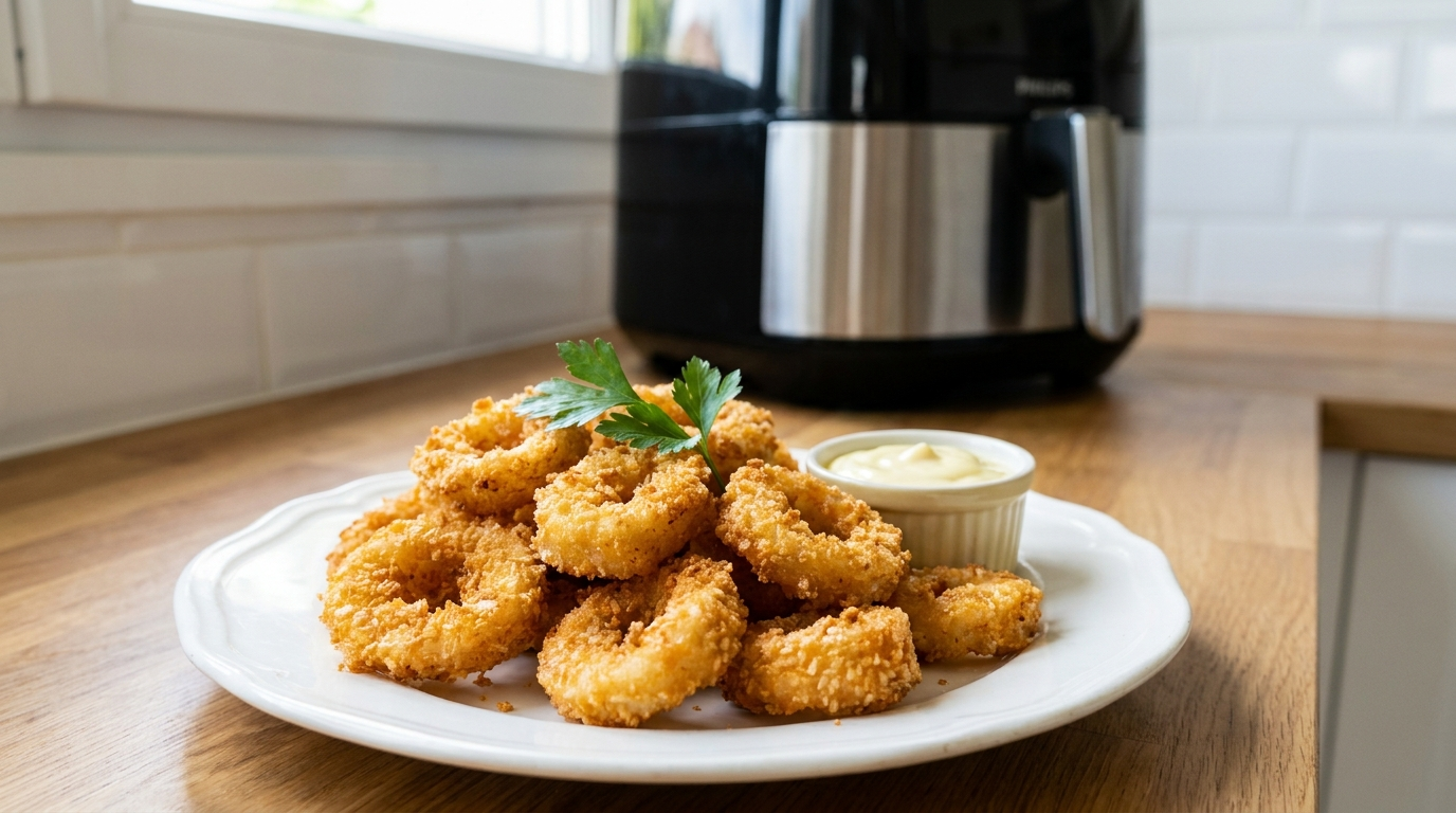 Beignets de calamars surgelés au air fryer croustillants dorés