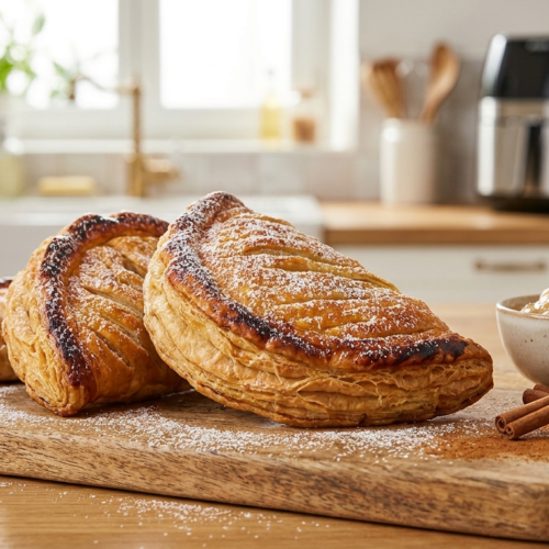 Chausson aux pommes air fryer croustillant et doré, prêt à être dégusté