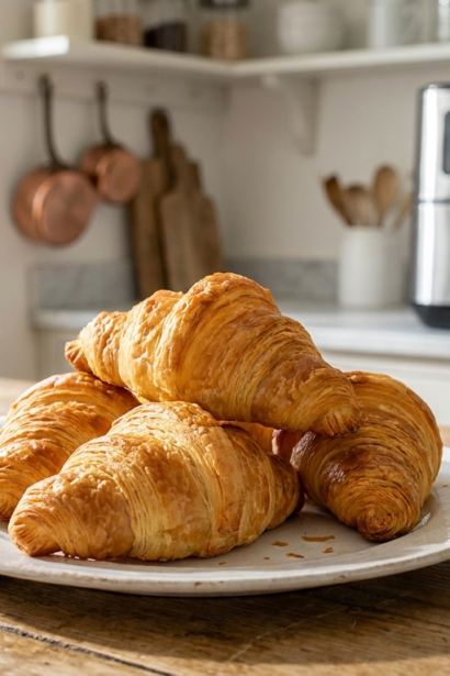 Croissant airfryer croustillant doré et appétissant dans le panier de l'AirFryer