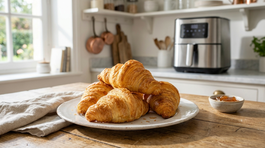 Croissant airfryer croustillant doré et appétissant dans le panier de l'AirFryer