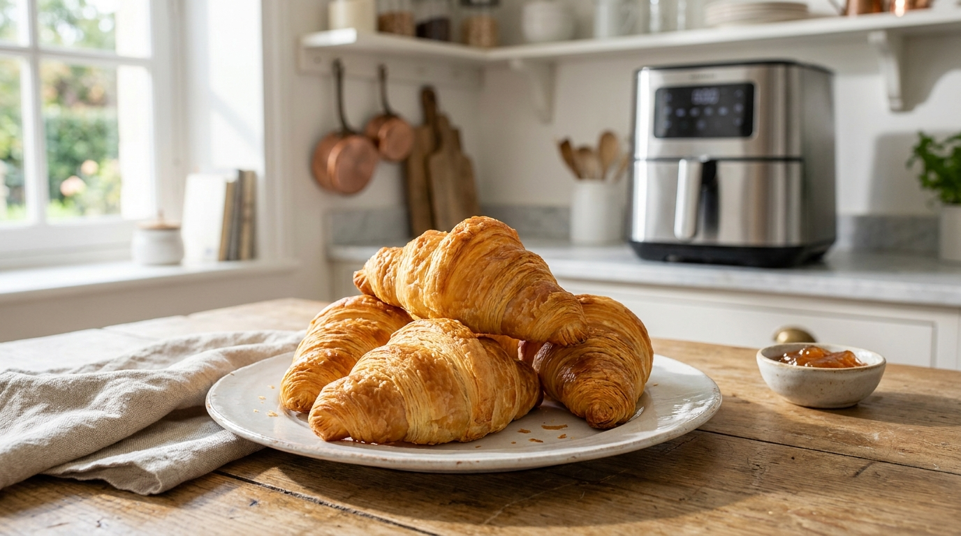 Croissant airfryer croustillant doré et appétissant dans le panier de l'AirFryer