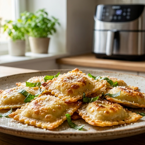Raviolis à l'air fryer croustillants dorés et appétissants